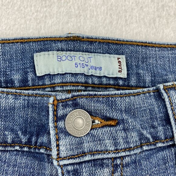 Levis Boot Cut Jeans Womens 10S Blue 515 Distressed American Western Denim Pants - Picture 4 of 11